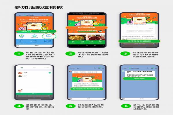 LINE熱點“inline美食訂位訂餐”活動即日開跑！分享好友完成任務賺LINEPOITNS。