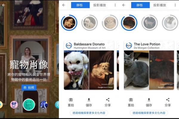 GoogleArtsandCultureApp，全新寵物肖像比對名畫的功能上線。