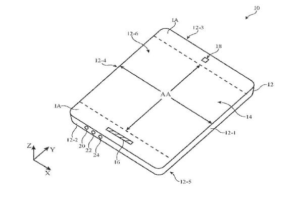 iPhone在申請專利中的文件中曝光了未來可能的折疊機樣貌。截自專利申請書