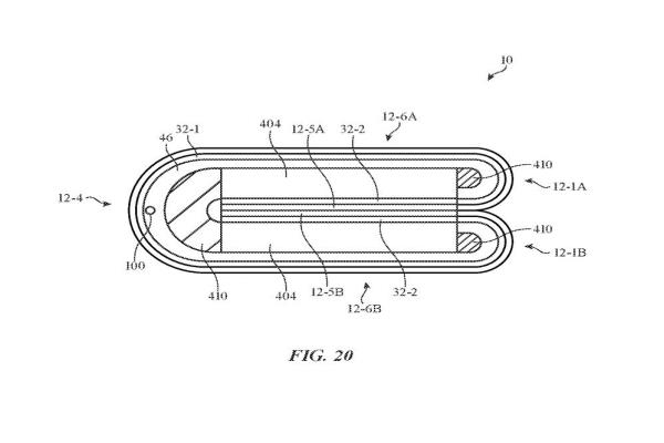 iPhone在申請專利中的文件中曝光了未來可能的折疊機樣貌。截自專利申請書