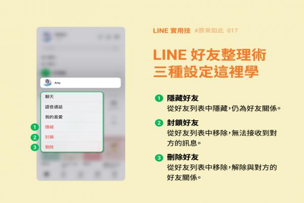 LINE“好友整理術(shù)”大公開！一張圖搞懂刪除、隱藏、封鎖差在哪